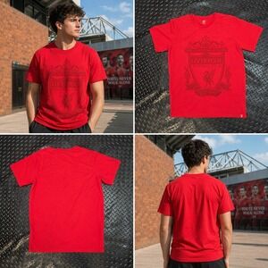 Liverpool FC Mens Red Tonal Crest Graphic T-Shirt Official LFC A12702 Size M